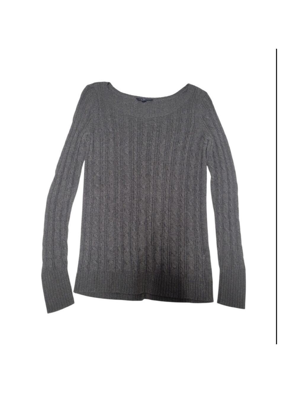 American Eagle Y2K Gray Cable Knit Wool Blend Scoop Neck Sweater Women's M
